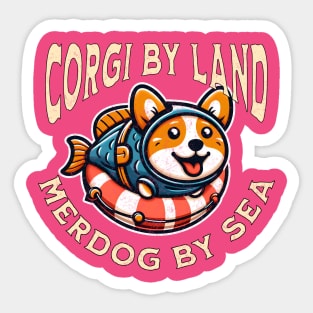 Corgi By Land - Merdog By Sea Sticker
